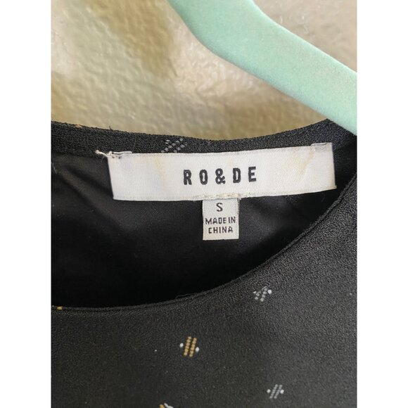 Ro & De Womens Black Short Sleeve Mini Dress S Polyester Back‎ Zipper Round Neck - Picture 5 of 8